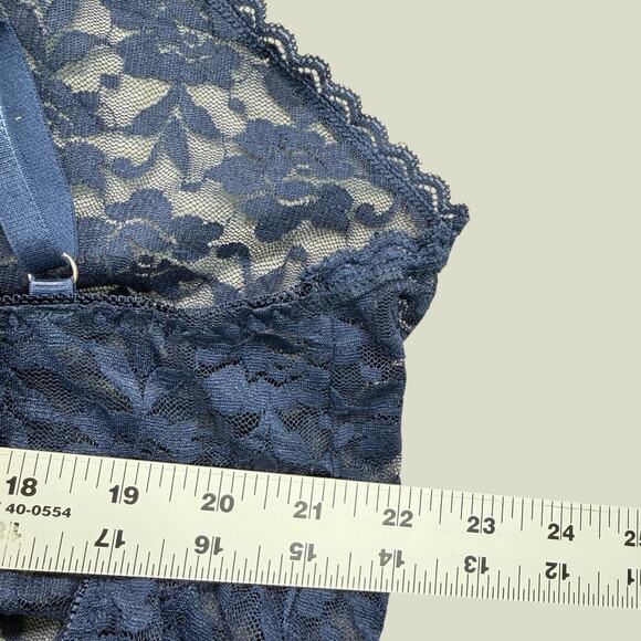 Womens Blue Sheer Lace Halter Lingerie Babydoll Mini Sz XL Open Back Nightwear - Picture 5 of 7